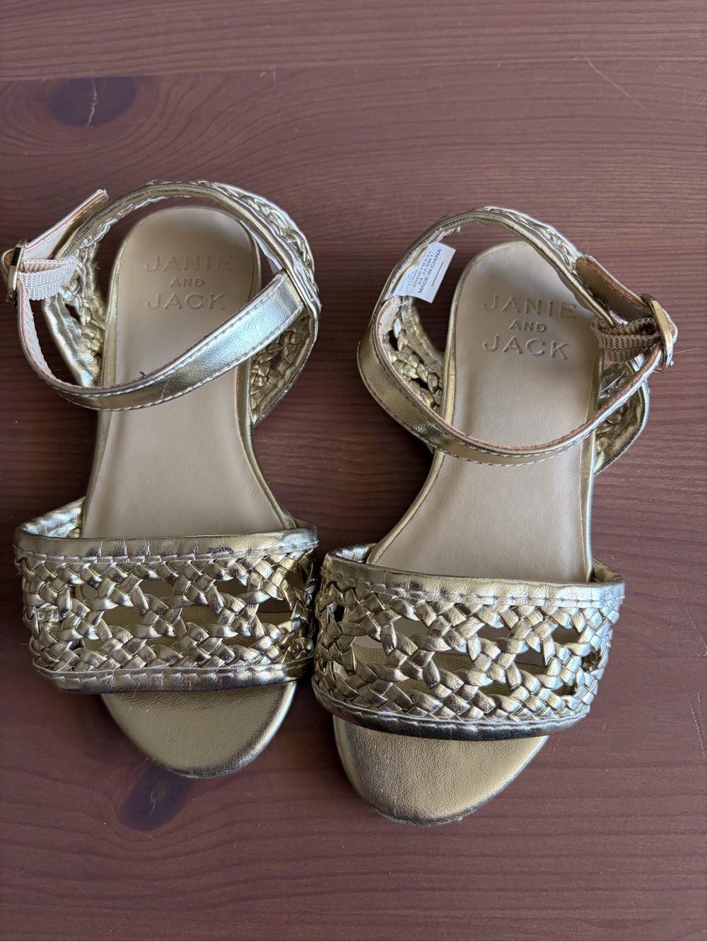 Janie and Jack Metallic Gold Braided Strap Girls' Sandals